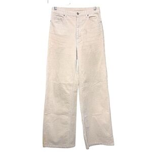 Beige Wide-Leg Corduroy Pants High Rise Sz 6 Cotton Minimalist Casual Trousers